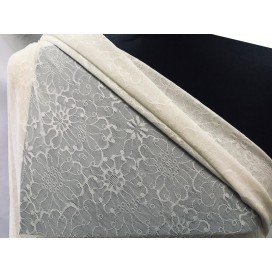 Tulle Résille Tissé Imprimé Lycra Elastique Ivoire Au Mètre  Pour Lingerie, Justaucorps.