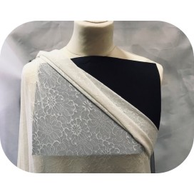 Tulle Résille Tissé Imprimé Lycra Elastique Ivoire Au Mètre  Pour Lingerie, Justaucorps.
