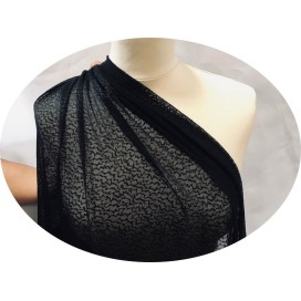 Tulle Résille Tissé Imprimé Lycra Elastique noir Au Mètre  Pour Lingerie, Justaucorps.