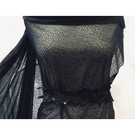 Tulle Résille Tissé Imprimé Lycra Elastique noir Au Mètre  Pour Lingerie, Justaucorps.