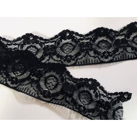Dentelle Rachel Festonné noir au mètre Pas cher