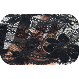 Dentelle de Calais brodée lycra en 14 cm Noir Couture pour lingerie