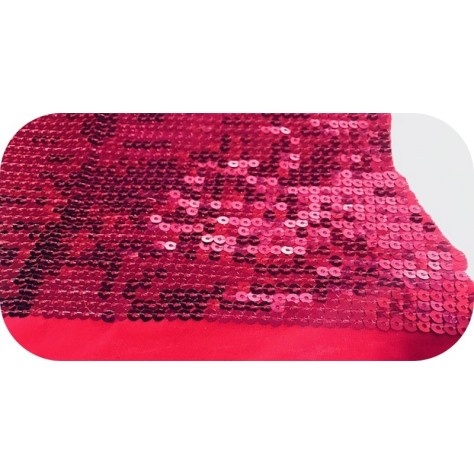Tissu Sequins Au Mètre Paillette Lycra Fuschia En Grande Largeur.
