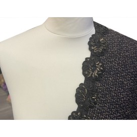 Galon fleur au mètre avec reflets argenté - Galon Syage