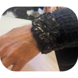 Galon fleur au mètre avec reflets argenté - Galon Syage