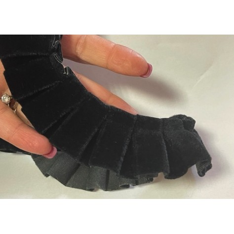 Ruban de Velours Plissé Noir  En 3,5 Cm De Largeur A Coudre, Pour Chemisers, Jupes, Et Customisations.