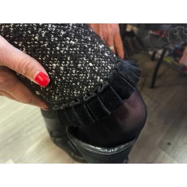 Ruban de Velours Plissé Noir  En 3,5 Cm De Largeur A Coudre, Pour Chemisers, Jupes, Et Customisations.