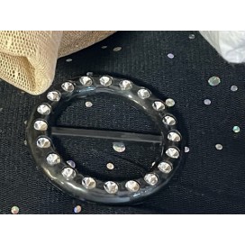 Boucle Strass Ronde Noir Pour Ceinture A Coudre, Pour Décorations Et Customisations.