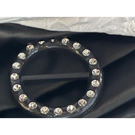 Boucle Strass Ronde Noir Pour Ceinture A Coudre, Pour Décorations Et Customisations.