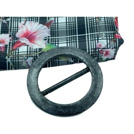 Boucle Ceinture Ronde Fantaisie Gris Anthracite En 7 Cm A Coudre.