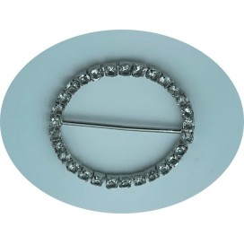Boucle Strass Métal Ronde  Argent En 4,5 Cm A Coudre.