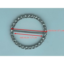 Boucle Strass Métal Ronde  Argent En 4,5 Cm A Coudre.