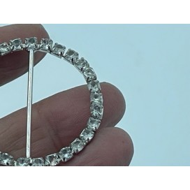 Boucle Strass Métal Ronde  Argent En 4,5 Cm A Coudre.
