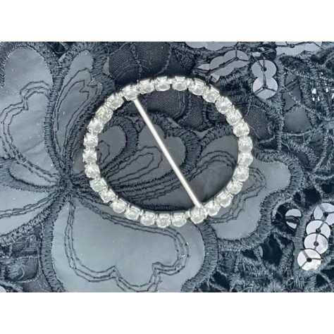 Boucle Strass Métal Ronde  Argent En 4,5 Cm A Coudre.