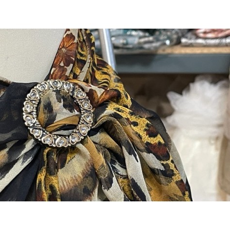 Boucle Strass Ronde Noir Et Doré Pour Ceinture A Coudre, Pour Décorations Et Customisations.