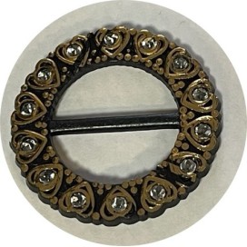 Boucle Strass Ronde Noir Et Doré Pour Ceinture A Coudre, Pour Décorations Et Customisations.
