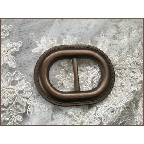 Boucle Ceinture Ronde Fantaisie Marron Bronze En 7 Cm A Coudre.