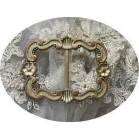 Boucle Ceinture Carré Vintage Fantaisie Mordoré En 9.5 Cm A Coudre.