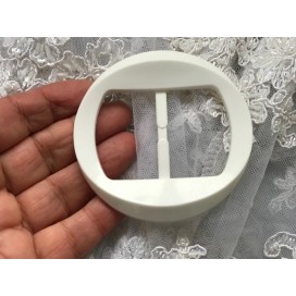 Boucle Ceinture Ronde Fantaisie Blanche En 8 Cm A Coudre.
