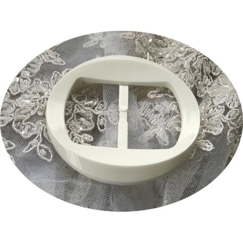 Boucle Ceinture Ronde Fantaisie Blanche En 8 Cm A Coudre.