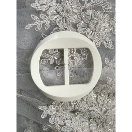Boucle Ceinture Ronde Fantaisie Blanche En 8 Cm A Coudre.
