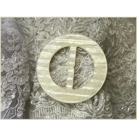 Boucle Ceinture Ronde Fantaisie Nacré Ecru En 8 Cm A Coudre.
