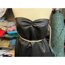 Tissu Simili Façon Cuir Epais Noir Au Mètre, Cuir Aspect Mat