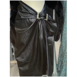 Tissu Simili Façon Cuir Epais Noir Au Mètre, Cuir Aspect Mat