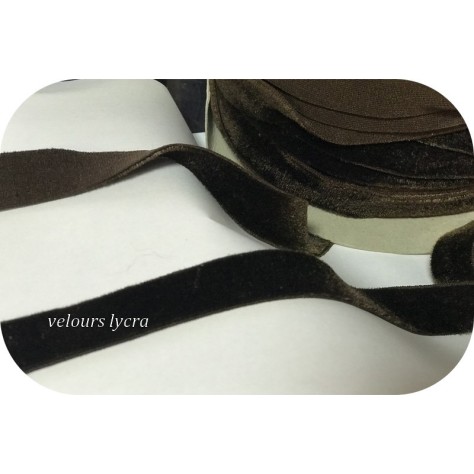 Ruban Velours Lycra élastique en 16 mm Marron choco Au mètre Pour Lingerie Customisations.