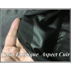 Tissu Lycra Façon Cuir Noir Au Mètre, Aspect Latex