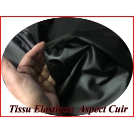 Tissu Lycra Façon Cuir Noir Au Mètre, Aspect Latex