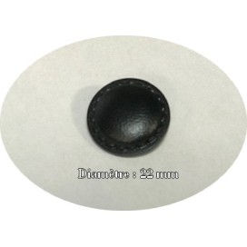 Bouton simili Cuir Noir en diamètre 22 mm avec Impression Sellier à coudre