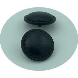 Bouton simili Cuir Noir en diamètre 22 mm avec Impression Sellier à coudre