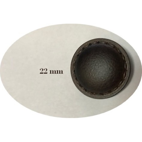 Bouton simili Cuir Mat Marron Choco en diamètre 22 mm avec Impression Sellier à coudre