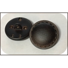 Bouton simili Cuir Mat Marron Choco en diamètre 22 mm avec Impression Sellier à coudre