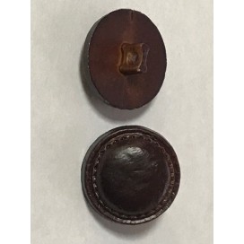 Bouton simili Cuir Marron Choco en diamètre 15 mm avec Impression Sellier à coudre