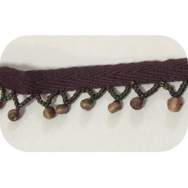 Frange En 2 cm en Perlé Marron au mètre sur ruban sergé coton