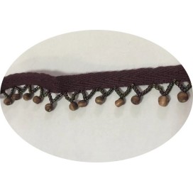 Frange En 2 cm en Perlé Marron au mètre sur ruban sergé coton