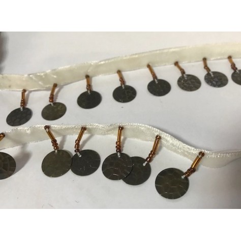 Frange En 3 cm en Perlé au mètre sur ruban velours écru