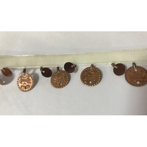 Frange En 3 cm en Perlé au mètre sur ruban velours écru