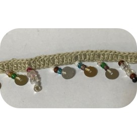 Frange En 2 cm en Perlé Beige au mètre sur ruban macramé
