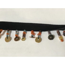 Frange En 2.5 cm en Perlé au mètre sur ruban velours Noir