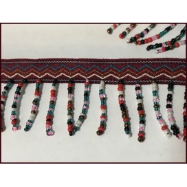 Frange En 4 cm en Perlé Multicolor au mètre sur ruban brique