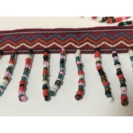 Frange En 4 cm en Perlé Multicolor au mètre sur ruban brique