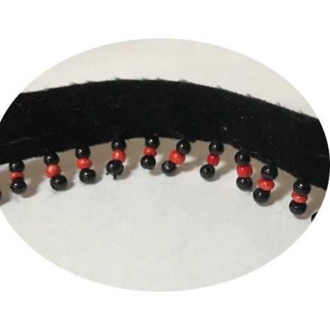 Frange En 1.5 cm en Perlé au mètre sur ruban velours Noir