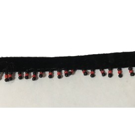 Frange En 1.5 cm en Perlé au mètre sur ruban velours Noir