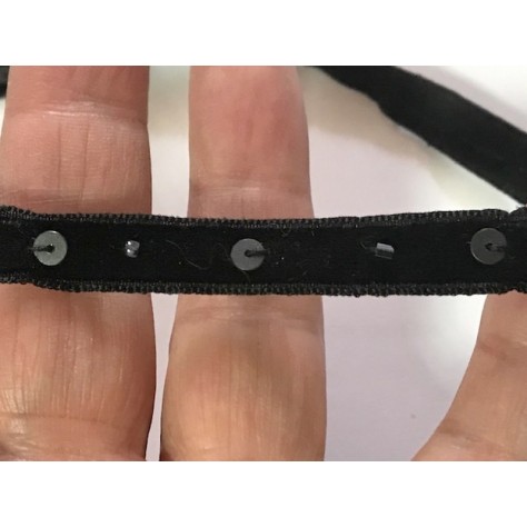 Ruban velour Couture Noir Perlé au mètre