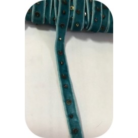 Ruban velour turquoise Couture Perlé au mètre