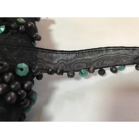 Ruban organza Noir Couture Perlé au mètre