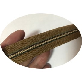 Elastique Plat Rigide Au Mètre en 25 mm A Rayure Marron, Kaki Et beige